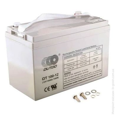 Акумуляторна батарея OUTDO AGM OT 100-12 12 V 100 Ah + контролер, (333 x 173 x 222), Q1