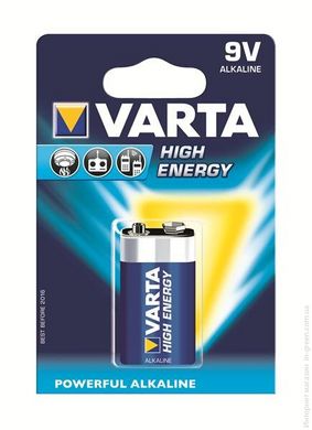 Батарейка VARTA HIGH Energy 6LR61 BLI 1 ALKALINE