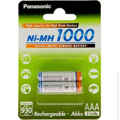 Аккумулятор Panasonic High Capacity AAA 1000 mAh 2BP NI-MH