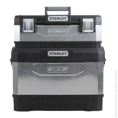 Ящик для инструмента Stanley металлопластмассовый, двухсекционный, на колесах, 65x64x39 см. 1-95-832