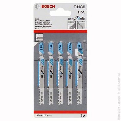 5 лобзиковых пилок BOSCH T 118 В, HSS (2608631014)