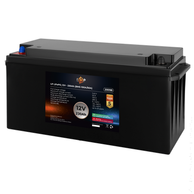 Аккумулятор LP LiFePO4 12V (12,8V) - 230 Ah (2944Wh) (BMS 100A/50A) пластик для ИБП