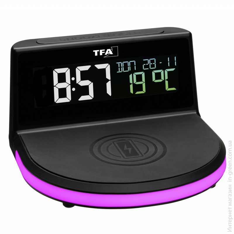 Будильник с беспроводной зарядкой TFA "CHARGE-IT" (60202801)