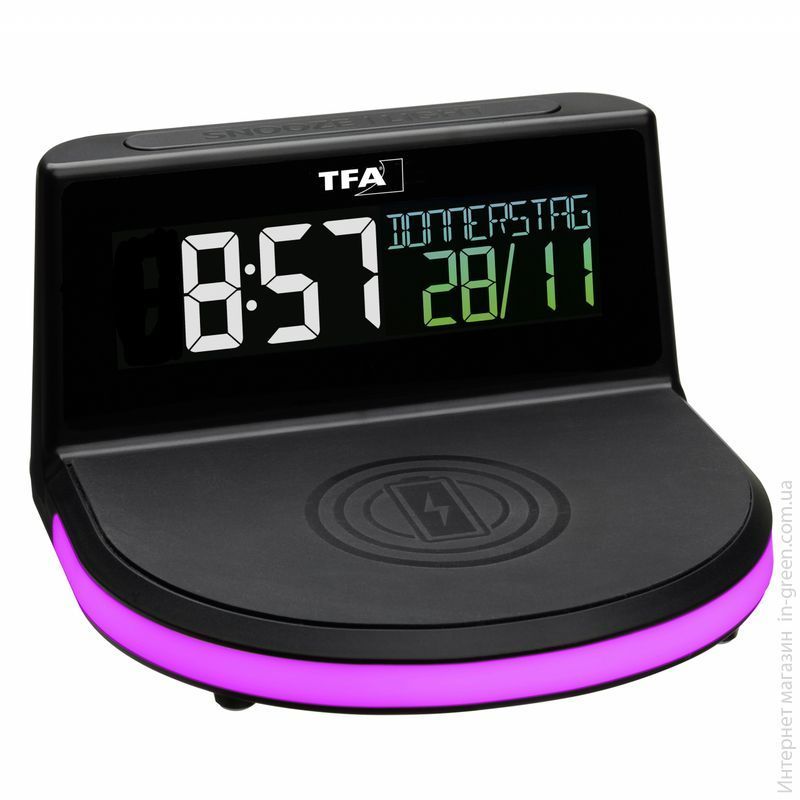 Будильник с беспроводной зарядкой TFA "CHARGE-IT" (60202801)