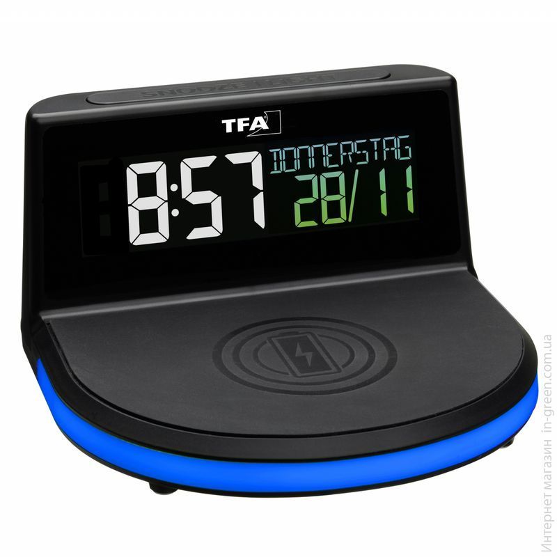 Будильник с беспроводной зарядкой TFA "CHARGE-IT" (60202801)