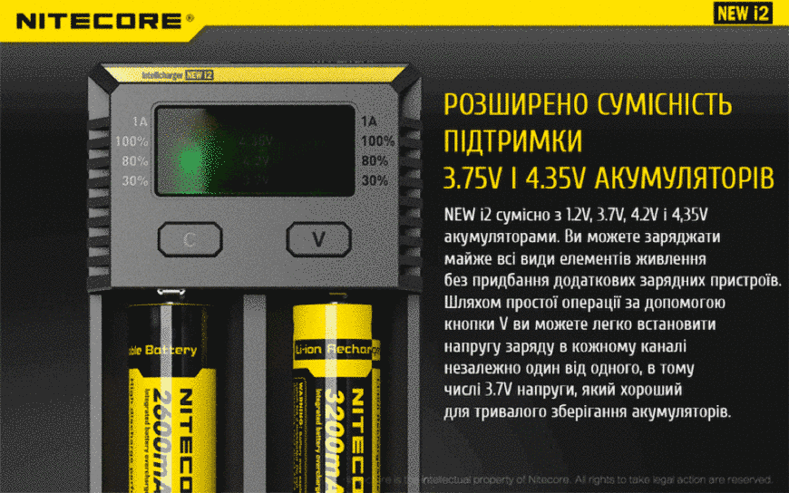 Зарядний пристрій універсальний Nitecore Intellicharger i2