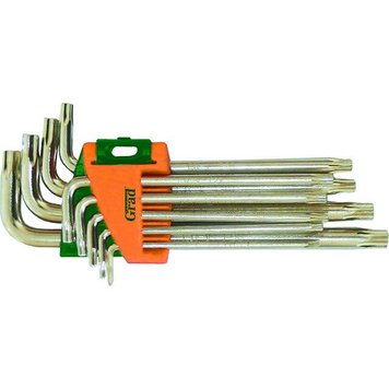 Ключі torx 9шт T10-T50мм CrV (короткі з отвер) GRAD