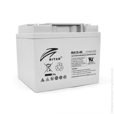 Аккумуляторная батарея AGM RITAR RA12-40, Gray Case, 12V 40.0Ah ( 198 x166 x 169 ) Q1