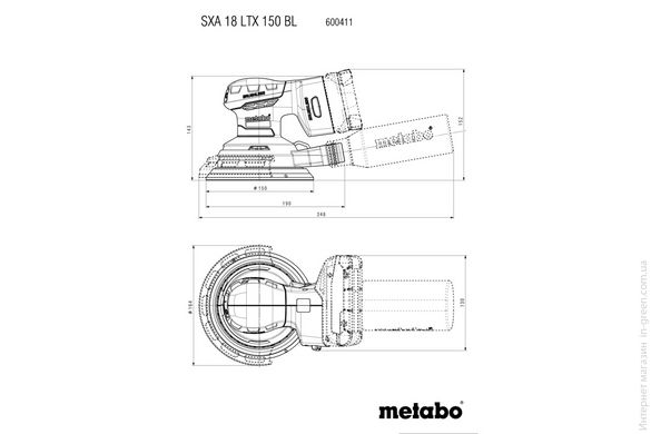 Аккумуляторная эксцентрикова шлифмашина METABO SXA 18 LTX 150 BL