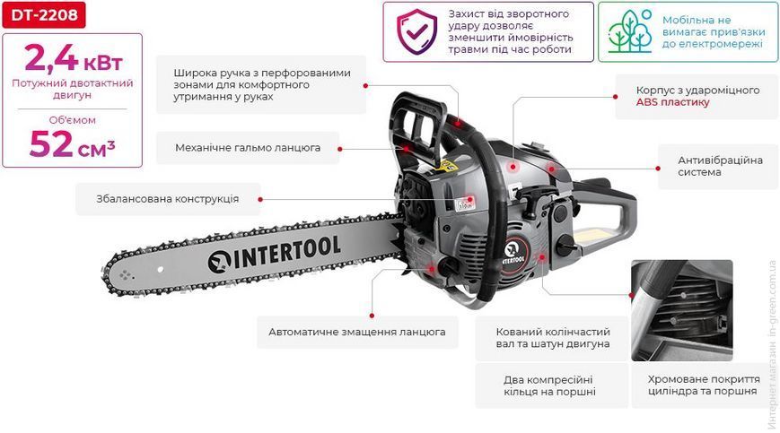 Бензопила INTERTOOL DT-2208