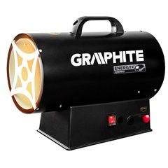 Теплова гармата газова GRAPHITE, акумуляторна 18В, 15кВт, 120м кв, 320м куб/год, чорний, IP24