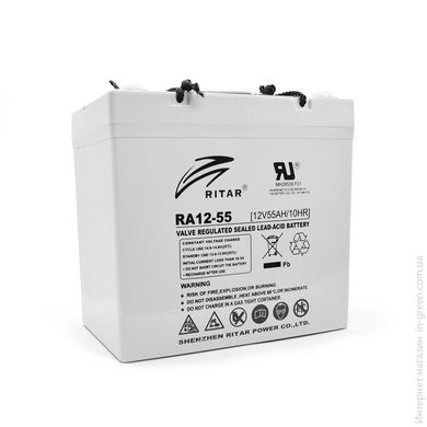Акумуляторна батарея AGM RITAR RA12-55, Gray Case, 12V 55.0Ah ( 229 x 138 x 211 (216) ) Q1