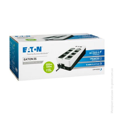 Джерело безперебійного живлення Eaton 3S 550 DIN (9400-43157) 550VA/330W, LED, USB, 4xSchuko
