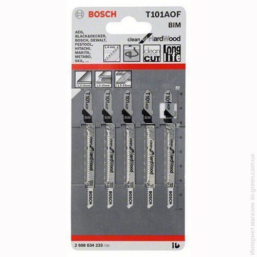 5 лобзикових пилок BOSCH Т 101 AOF, BIM (2608634233)