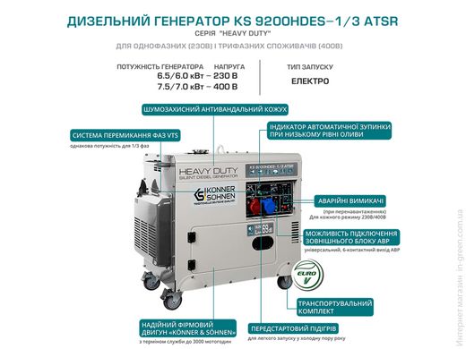 Генератор дизельный Konner&Sohnen KS 9200HDES-1/3 ATSR (EURO V)
