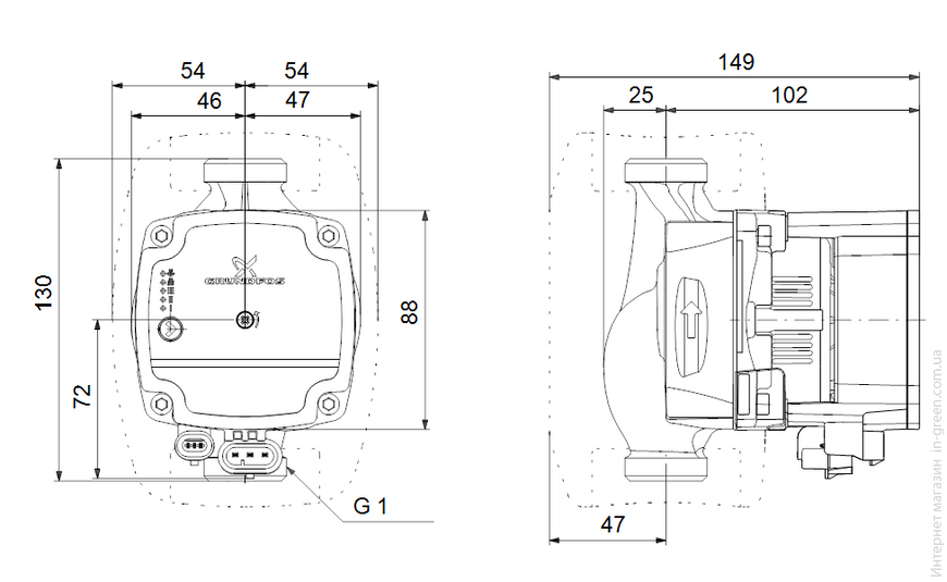 Циркуляционный насос GRUNDFOS ALPHA1 L 15-60 130 1 (99160574)