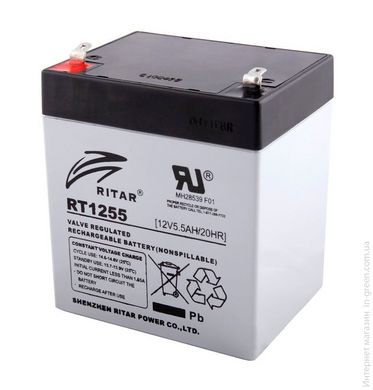 Аккумуляторная батарея AGM RITAR RT1255, Black Case, 12V 5.5Ah ( 90 х 70 х 101 (107) ) Q10