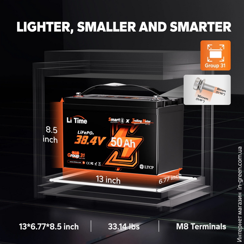 Аккумулятор LiTimе LiFePO4 36V 50Ah Smart Bluetooth (L36V50-50-TM-BT-12-A100)