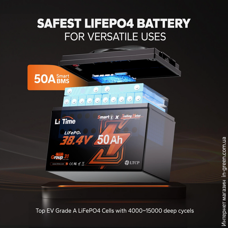 Аккумулятор LiTimе LiFePO4 36V 50Ah Smart Bluetooth (L36V50-50-TM-BT-12-A100)