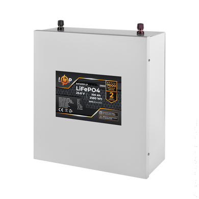 Аккумулятор LP LiFePO4 25,6V - 100 Ah (2560Wh) (BMS 80A/40А) металл для ИБП
