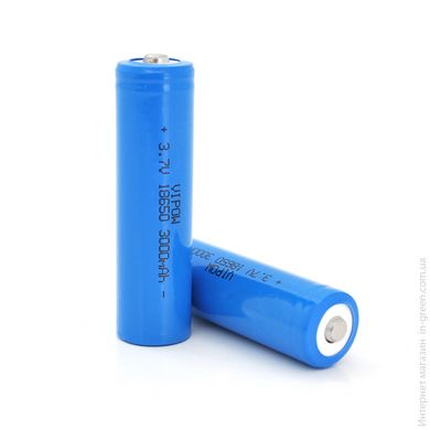 Аккумулятор 18650 Li-Ion Vipow ICR18650 TipTop, 3000mAh