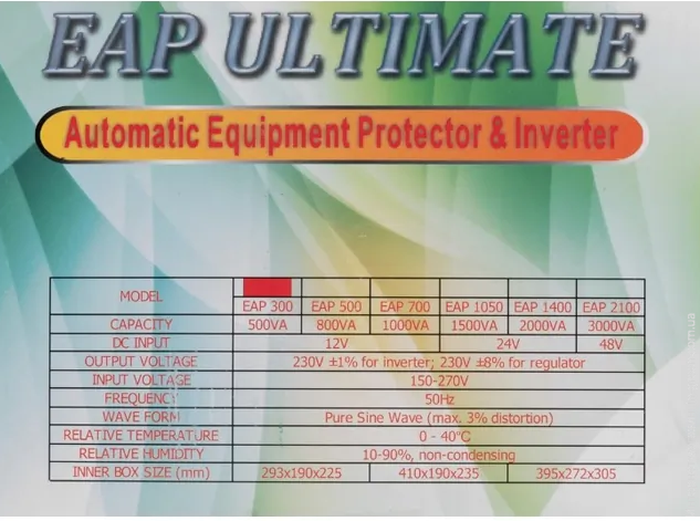 Джерело безперебійного живлення Westech EAP DUAL ULTIMATE - 500VA/300W 12V