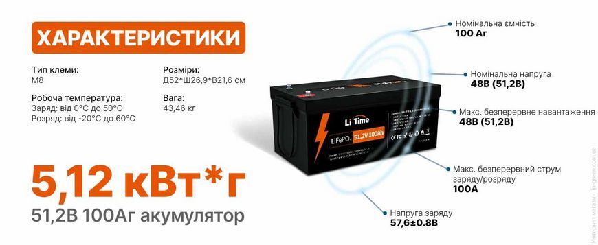 Аккумуляторная батарея LiTimе LiFePO4 51.2V 100Ah