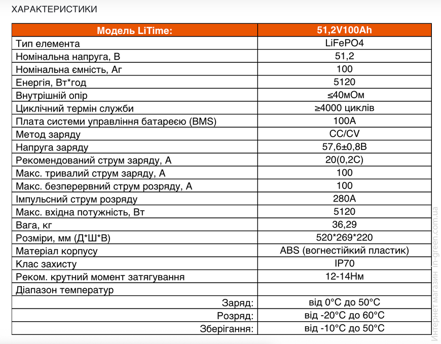 Аккумуляторная батарея LiTimе LiFePO4 51.2V 100Ah