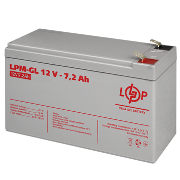 Аккумулятор гелевой LPM-GL 12V - 7.2 Ah