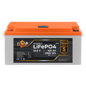 Аккумулятор LP LiFePO4 24V (25,6V) &ndash; 100 Ah (2560Wh) (BMS 80/40А) пластик LCD