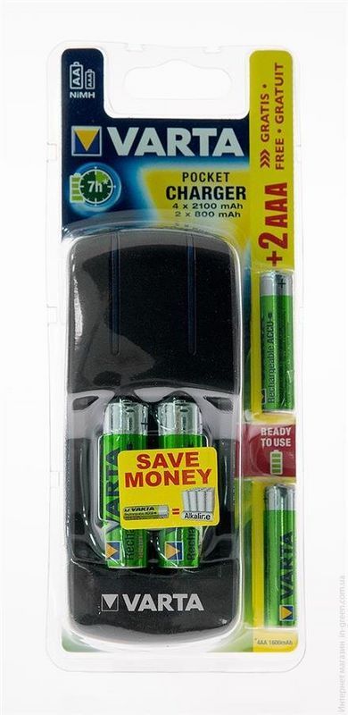 Зарядний пристрій VARTA Pocket Charger + 4AA 2100 mAh + 2AAA 800 mAh NI-MH