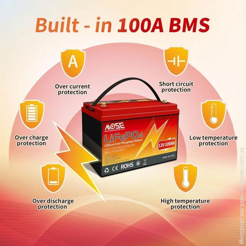 Аккумулятор MOSEWORTH LiFePO4 12V/100 (1280Wh)