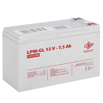 Аккумулятор гелевий LPM-GL 12V - 7.5 Ah