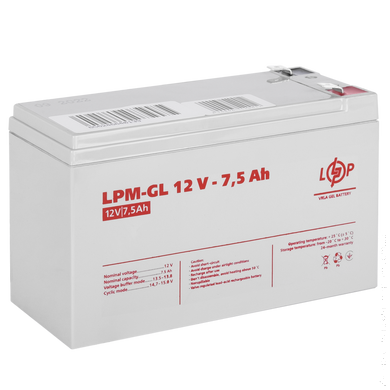 Акумулятор гелевий LPM-GL 12V - 7.5 Ah