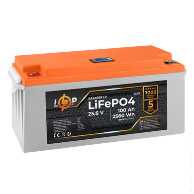Акумулятор LP LiFePO4 24V (25,6V) - 100 Ah (2560Wh) (BMS 80/40А) пластик LCD для ДБЖ