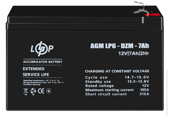 Тяговий свинцево-кислотний акумулятор LP 6-DZM-7 Ah