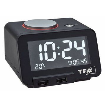 Будильник TFA "HOMTIME" с функцией USB зарядки (60201701)