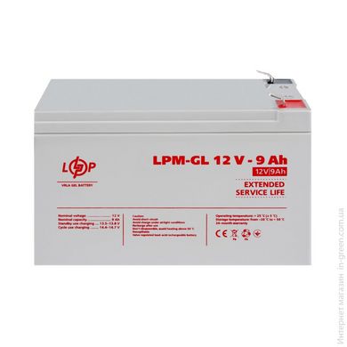 Аккумулятор гелевий LPM-GL 12V - 9 Ah