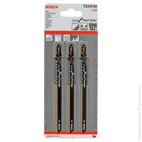 3 лобзикові пилки BOSCH T 341 HM, HM (2608633176)