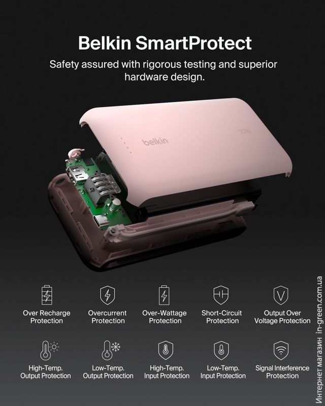 Портативное зарядное устройство BELKIN 20000 mAh 30W Pink (BPB024HQPK)
