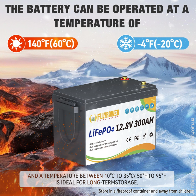 Аккумулятор FLLYROWER LiFePO4 12V/300AH (3840W*h)