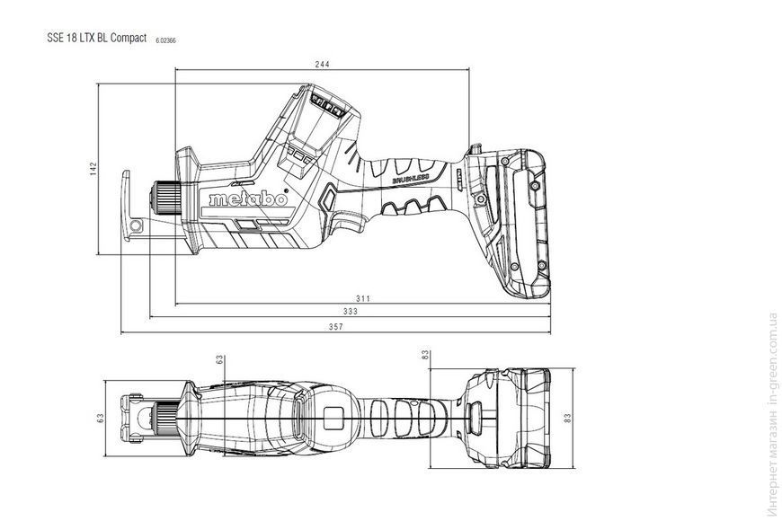 Акумуляторна шабельна пила METABO SSE 18 LTX BL Compact (602366850)