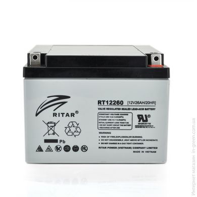 Акумуляторна батарея AGM RITAR RT12260, Gray Case, 12V 26.0Ah (166 х 178 х125 ) Q1
