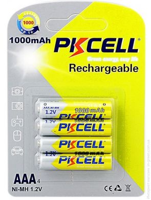 Акумулятор PKCELL 1.2V AAA 1000mAh NiMH Rechargeable Battery, 4 штуки у блістері ціна за блістер, Q12