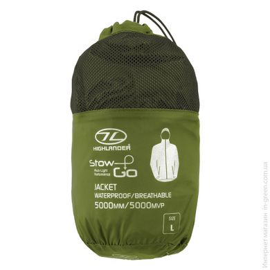 Ветровка мужская Highlander Stow & Go Pack Away Rain Jacket 6000 mm Olive L