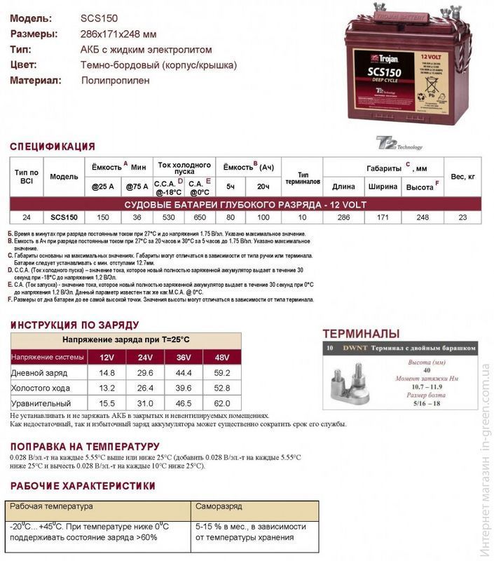 Аккумуляторная батарея Trojan SCS150