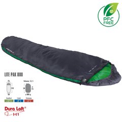 Спальний мішок HIGH PEAK Lite Pak 800/+8°C Anthra/Green Left (23272)