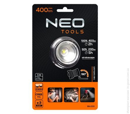 Ліхтарик NEO налобний, 400 люмен (99-200)