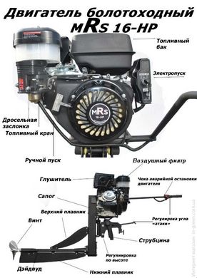 Подвесной лодочный мотор-болотоход MRS-16 HP