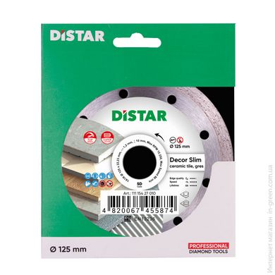 Distar Круг алмазний відрізний 1A1R 125x1,2 / 1,0x8x22,23 Decor Slim (11115427010)